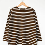 Marseille Boat Neck Top (White Stripe on Coffee)