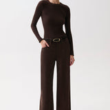 Jadyn Mid Rise Palazzo (Brown/Corduroy)