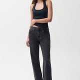 Lexi Mid Rise Bowed Straight Jean (Mercury)