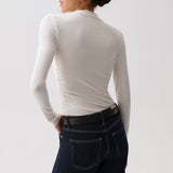 Nathalia Long Sleeve Draped Mock Neck (Soft White)
