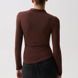 Nathalia Long Sleeve Draped Mock Neck (Woodland)