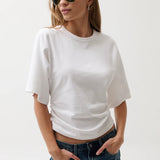 Veronica Kimono Sleeve Fitted Tee (White)