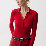 Elise Featherweight Polo Henley (Savvy Red)