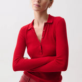 Elise Featherweight Polo Henley (Savvy Red)