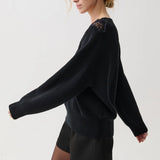 Chiarra V-Neck Lace Sweater (Black)