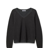 Zuri Reverse Fleece V Neck Sweatshirt (Vintage Black)