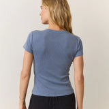 Lexi Rib Sun-In Crew Tee (Graphite)