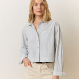 Cali Poplin Cropped Shirt (Harbor Stripe)