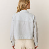 Cali Poplin Cropped Shirt (Harbor Stripe)
