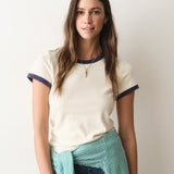 Lexi Ringer Tee (Cream & Bay Blue)