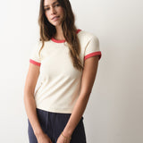 Lexi Ringer Tee (Cream & Poppy)