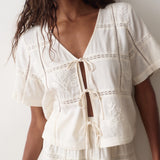 Marella Embroidered Top (Antique White)