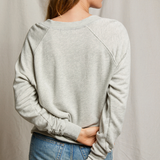 Sinead Relaxed French Terry V Neck Sweatshirt (Heather Grey)