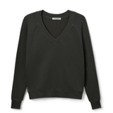 Sinead Relaxed French Terry V Neck Sweatshirt (True Black)