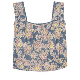 The Victorian Pleat Tank (Indigo Floral)