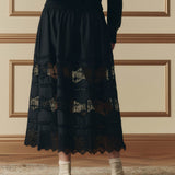 The Rosette Crochet Canary  Skirt (Black)