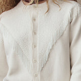 The Beaded Fringe Cardigan (Cream)