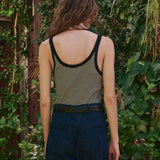 The Henley Slim Tank (Black & Cream)