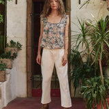 The Victorian Pleat Tank (Indigo Floral)