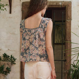 The Victorian Pleat Tank (Indigo Floral)