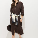 Kerry Dress in Linen (Roasted Bean)