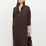 Kerry Dress in Linen (Roasted Bean)