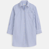 Florence Striped Shirt Dress in Poplin (Blue Multi Stripe)