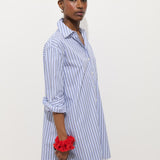 Florence Striped Shirt Dress in Poplin (Blue Multi Stripe)