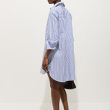 Florence Striped Shirt Dress in Poplin (Blue Multi Stripe)