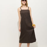 Marie Dress in Linen (Roasted Bean)