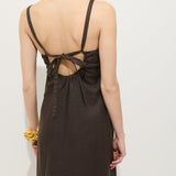 Marie Dress in Linen (Roasted Bean)