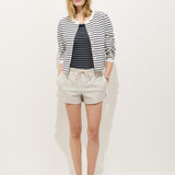 Coco Sport Striped Cardigan in Cotton (Ivory/Navy)