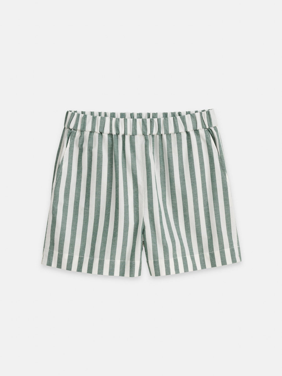 Poolside Shorts in Positano Stripe (Green/Off White)