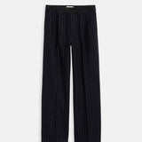 Primrose Pleated Trouser in Wool (Chalk/Navy)