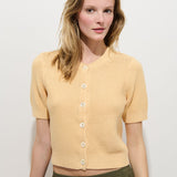 Elle Cardigan in Linen Cotton (Honey Biscuit)
