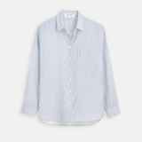 Jo Shirt in Double Gauze Stripe (Ivory/Blue Stripe)