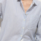 Jo Shirt in Double Gauze Stripe (Ivory/Blue Stripe)