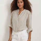 Ali Top in Cotton Stripe (Natural Blue)