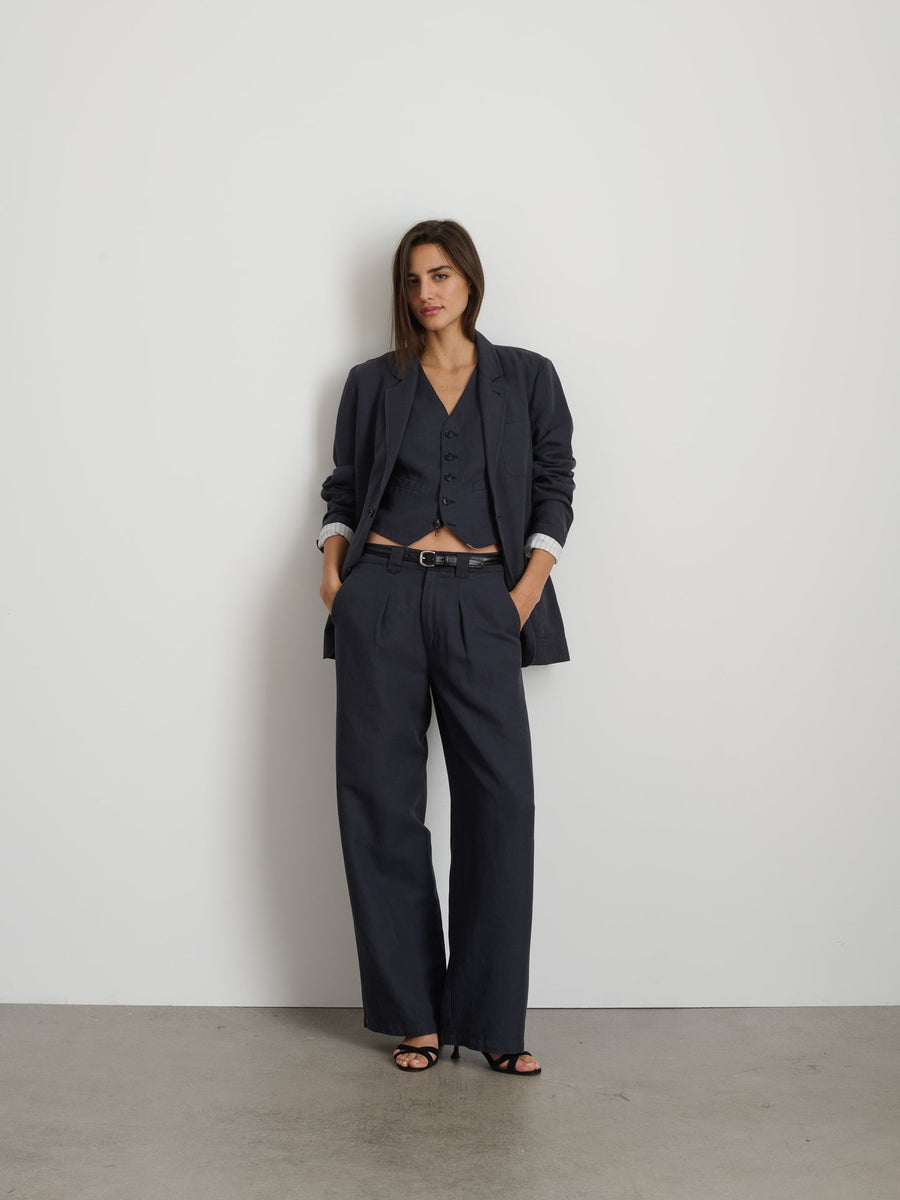 Madeline Pleat Twill Trouser (Washed Black)