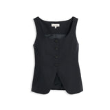 Soho Scoop Vest Linen Cotton (Black)