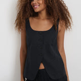 Soho Scoop Vest Linen Cotton (Black)