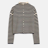 Taylor Cardigan in Stripe Cotton Cashmere Blend (Navy/Ivory)