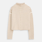 Taylor Cardigan in Stripe Cotton Cashmere (Sand/Ivory)