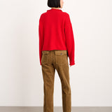 Taylor Rollneck Cardigan in Cotton Cashmere (Fire Red)