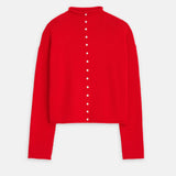 Taylor Rollneck Cardigan in Cotton Cashmere (Fire Red)