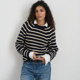 Amalie Pullover Sweater in Stripe (Navy/White)
