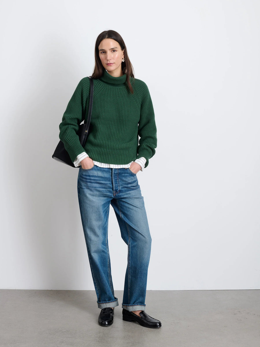 Chelsea Turtleneck in Cotton Cashmere (Hunter Green)