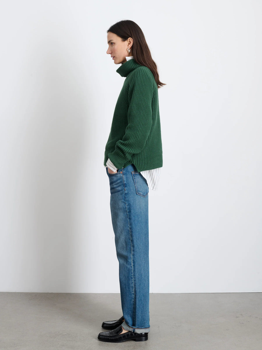 Chelsea Turtleneck in Cotton Cashmere (Hunter Green)