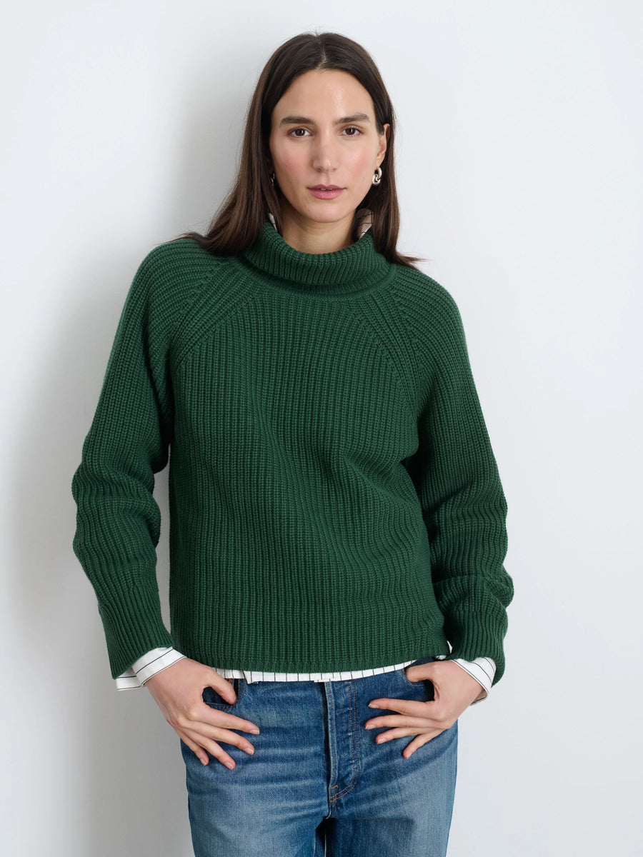 Chelsea Turtleneck in Cotton Cashmere (Hunter Green)