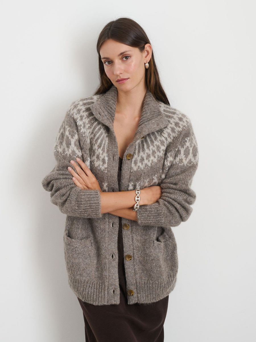 Louie Fairisle Cardigan (Taupe)